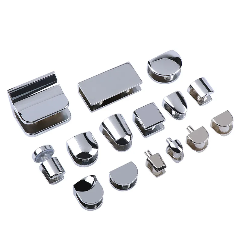 Hot Selling Zinc Alloy Glass Shelf Support Brackets Adjustable Metal Glass Mirror Clamp Clips 8mm Thick Wall Mount Kitchen Use