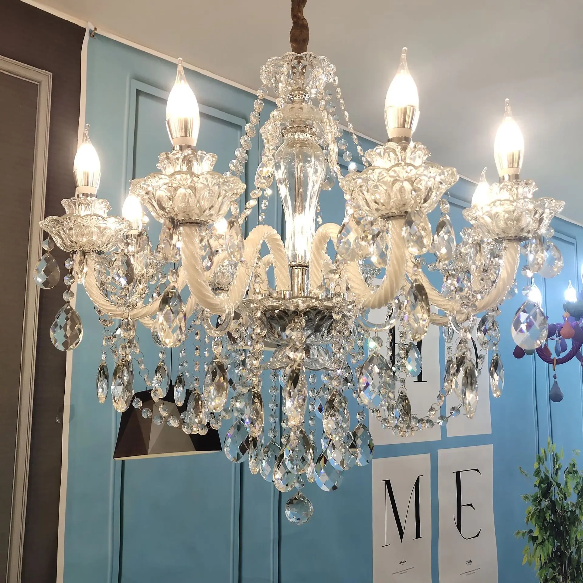 Luxury Modern Gold Glass K9 Ceil Lamp Indoor Living Room Hanging Lighting For Hotel Bedroom Pendant Lights Chandeliers