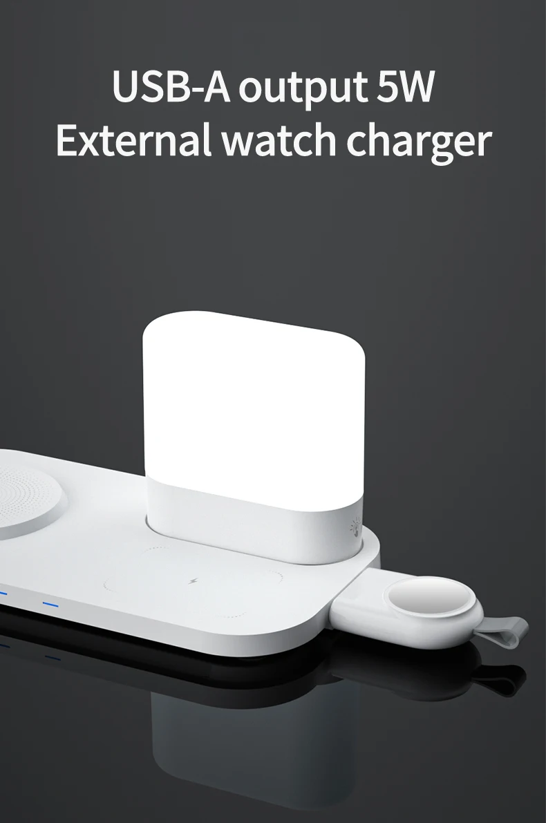 3 in 1 LED Nightlight Wireless Charging Station 15W Mobile Phone Fast Charger for AirPods Wireless Charging Lamp