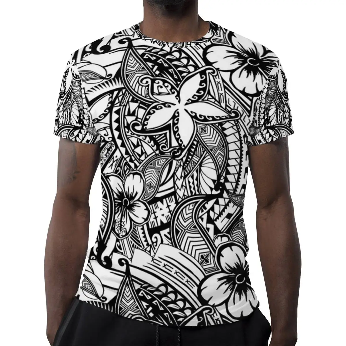 
1 PCS Dropship Polynesian Traditional Tribal Style T-shirts Custom Printing China T Shirt Machine Mens Round Neck T Shirt 