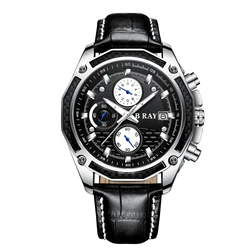 2021 B RAY 9005 Factory Price Three Dials Leather Watch Men Business Waterproof Calendar High Quality Watch