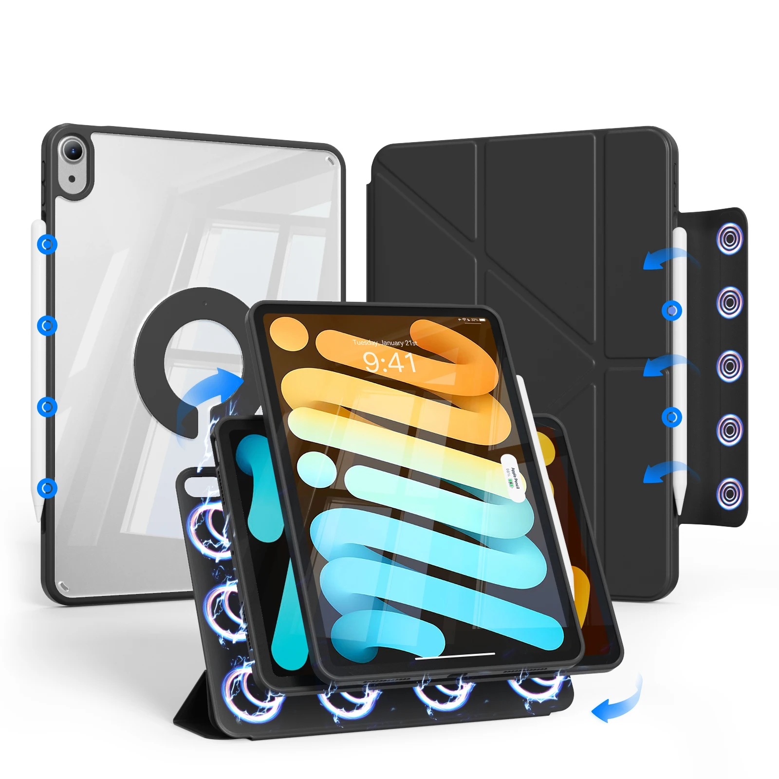 Новое поступление легкий защитный чехол из искусственной кожи Ультратонкий чехол-книжка для ipad mini 7 2024