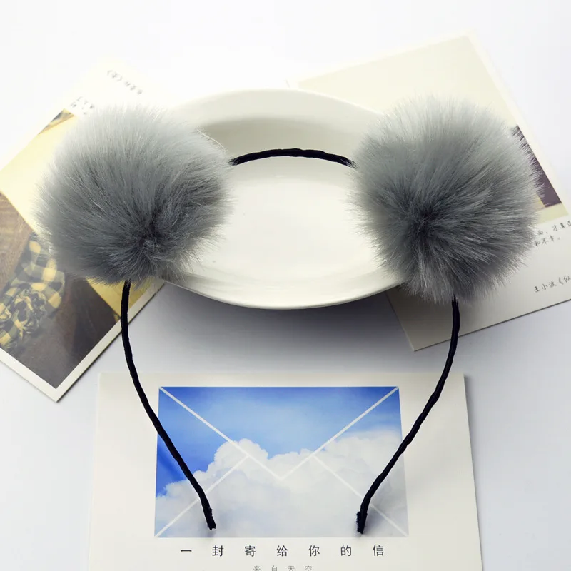 Accessories colorful tie dye Hairball Cat ear Headband for women and girls hair hoop