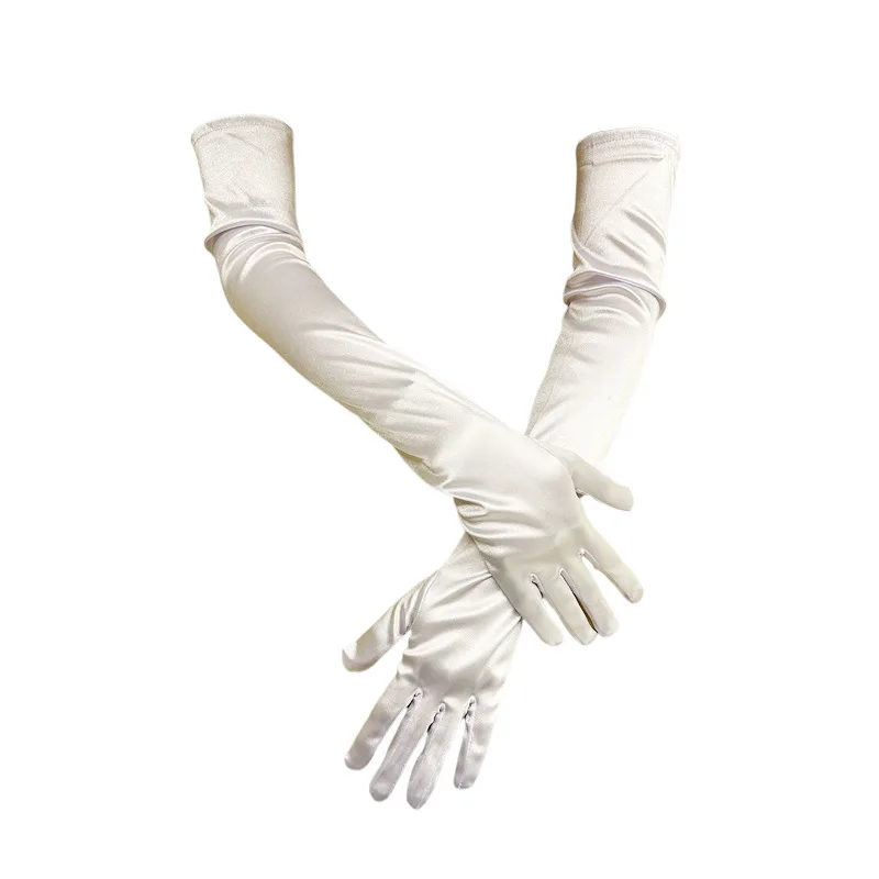 Bridal Satin Spandex Sunscreen Gloves Elegant Long Dance Wedding Party Gloves with Extended Elbow