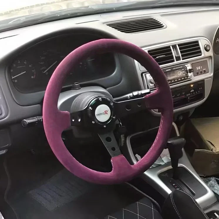 Tiypeor JDM Vintage Car Steering Wheel 3 Spoke Aluminum Bracket Deep Dish Sport Racing Steering Wheel