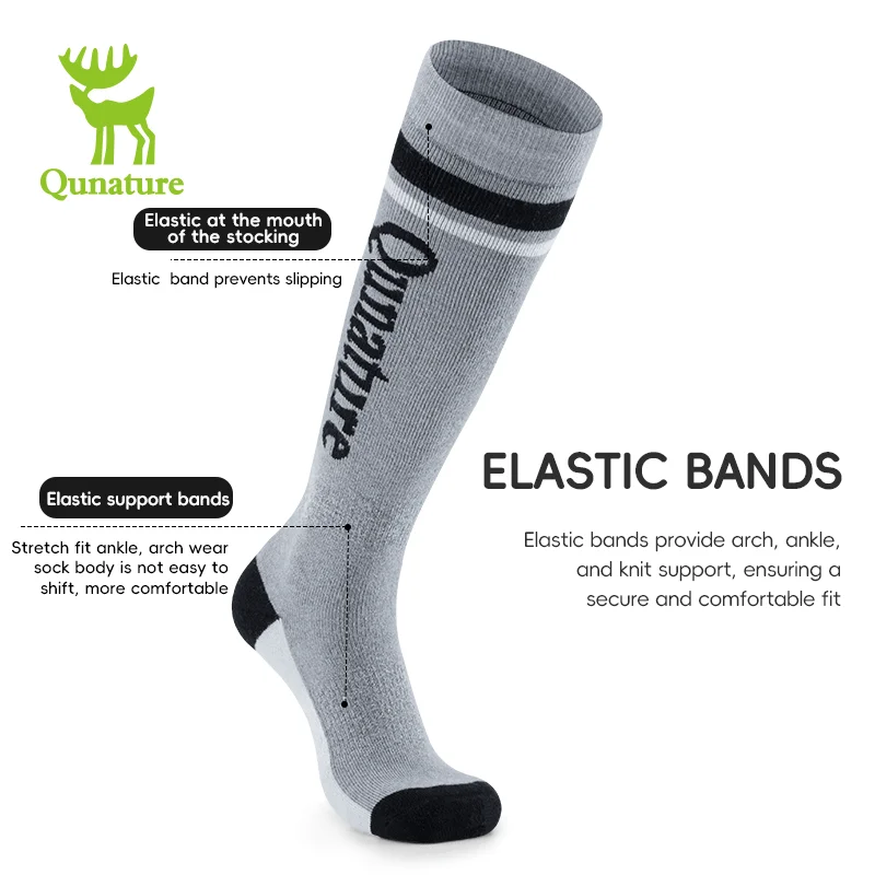 Qunature Winter wool Ski Socks Kids Warm Thermal Snowboard Skating Ski Socks for Kids letter Pattern Ski Sock