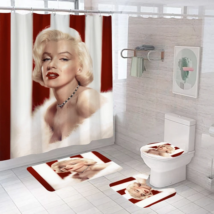 
Sexy American Girl Women Bath Fashion Marilyn Monroe Fancy Luxury Bathroom Shower Curtains 