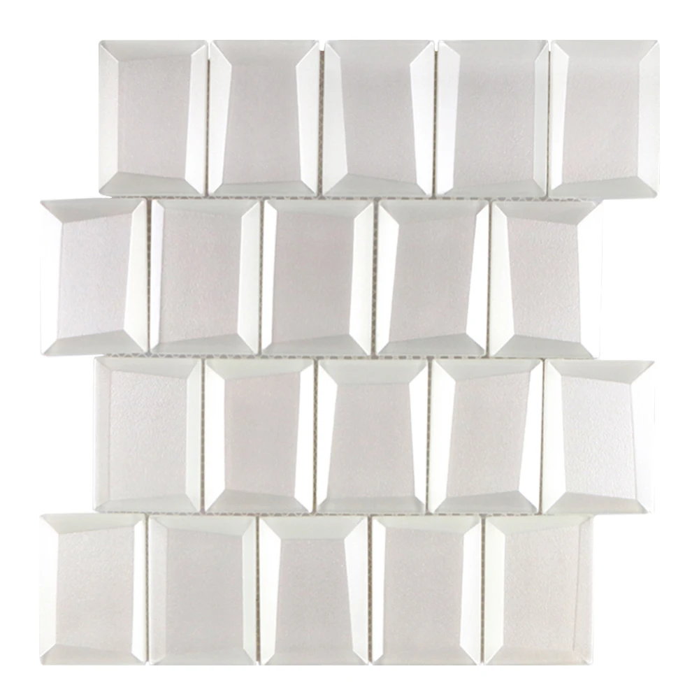 3D beveled edge antique glass mosaic tiles for wall decoration