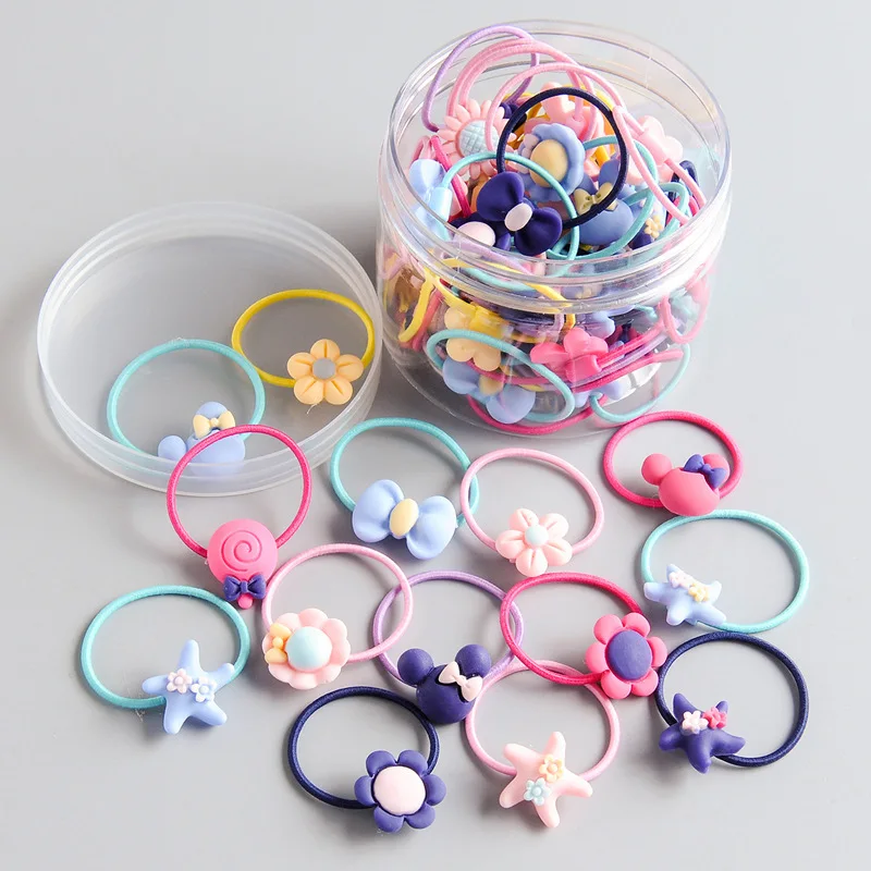40pcs/bag Hair Tie Set with balls for children kids elastic hair ties cute mini hair band lovely accessories for women