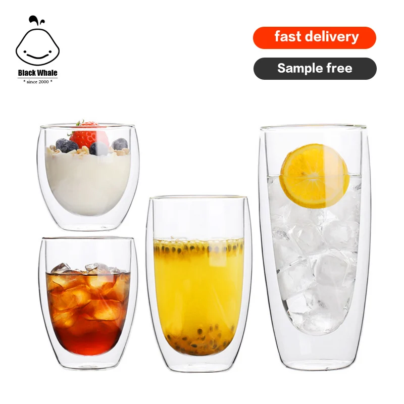 Заводская чашка Pyrex 80 мл, 150 мл, 250 мл, 350 мл, 450 мл, 650 мл, Унция унций, боросиликатные стеклянные кофейные кружки с двойными стенками