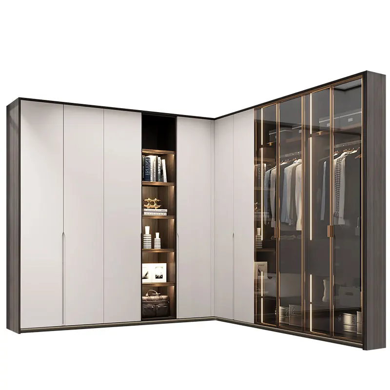 OPPEIN White Matte Lacquer Handle Less Modern Design Built in Wardrobes