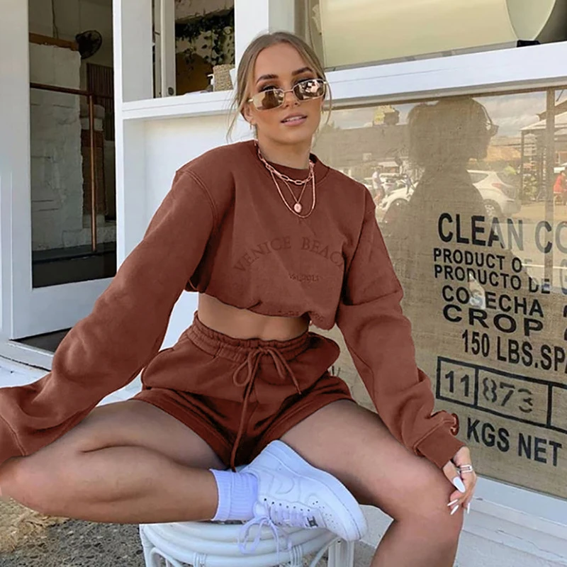 
Горячая Распродажа, зимняя утепленная женская повседневная домашняя одежда с вышивкой и надписью, комплект из 2 предметов, женский спортивный костюм 