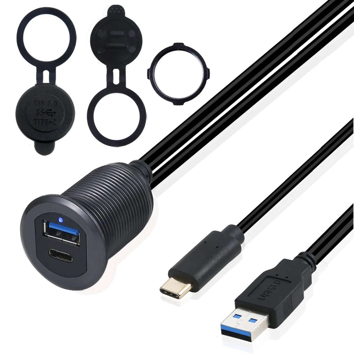  Светодиодный утапливаемый адаптер с двумя USB-портами для панели приборной автомобиля двойной порт USB 3 0 папа-мама панельные зарядные кабели типа