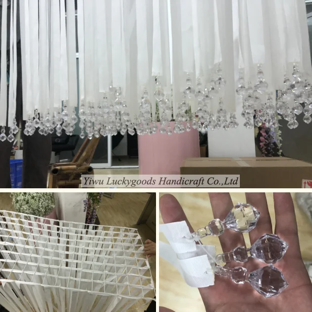 LG20181108-1 Luckygoods white band acrylic beads wedding chandelier ceiling hanging decorations
