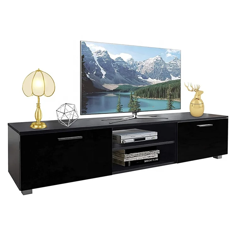 Hot selling royal black antique furniture tv stand and table wooden mdf modern style tv stand for 65 inch tv