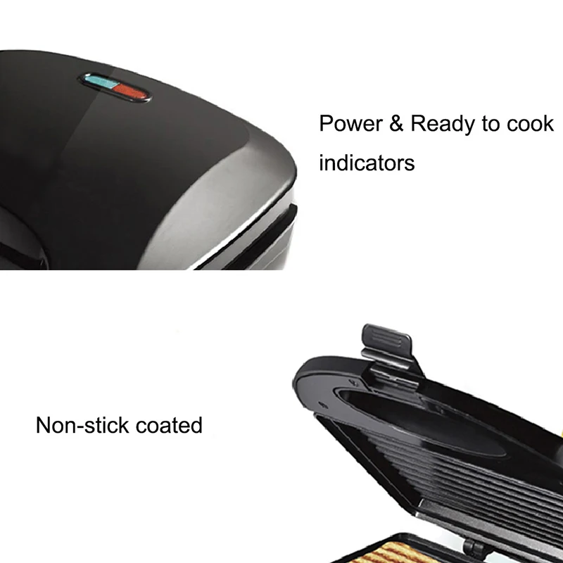  Электрический внутренний гриль 750 Вт Panini Press Sandwitch Maker со съемными антипригарными
