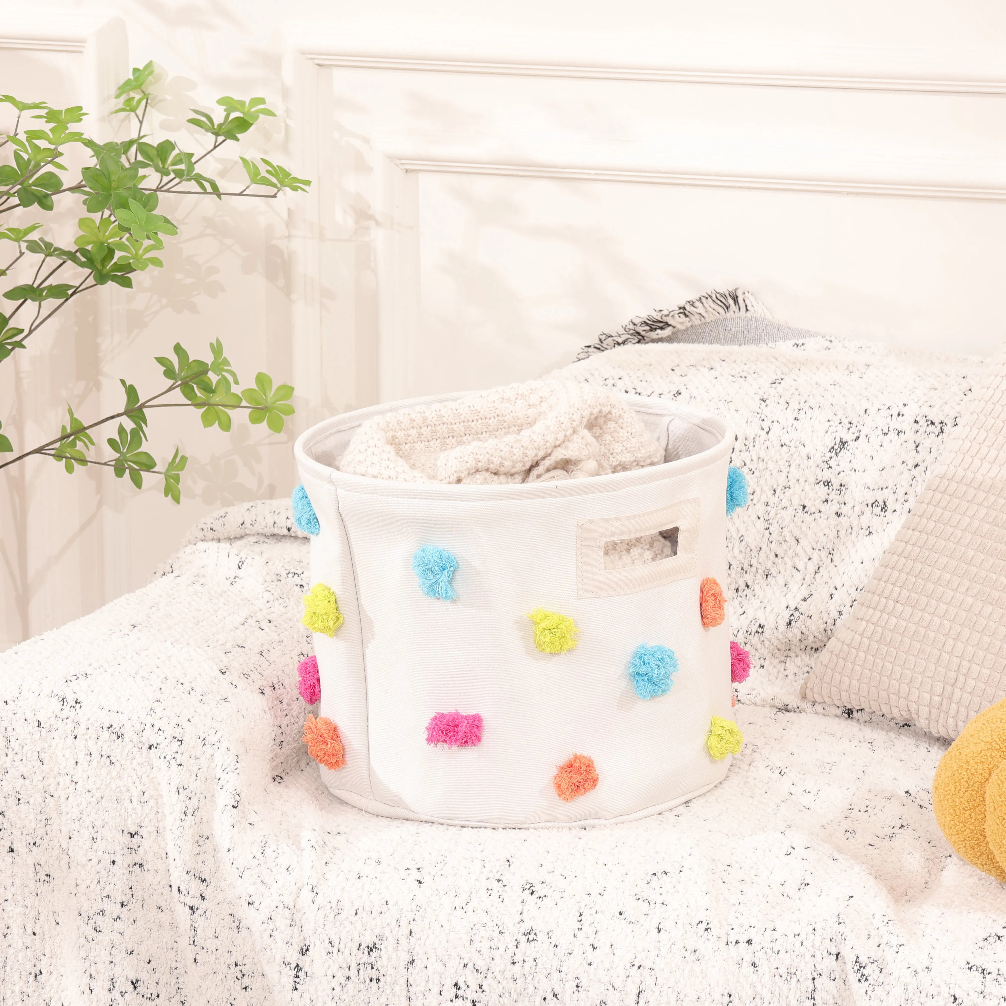 cotton cord rope Custom hand-woven basket multi-functional large capacity storage and cleaning laundry basket