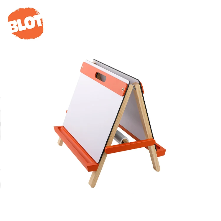 wholesale BLOT BRDC80002  Wholesale Portable Learning Folding Double Sided Magnetic Mini Tabletop Kids Easel With Chalkboard And Roller