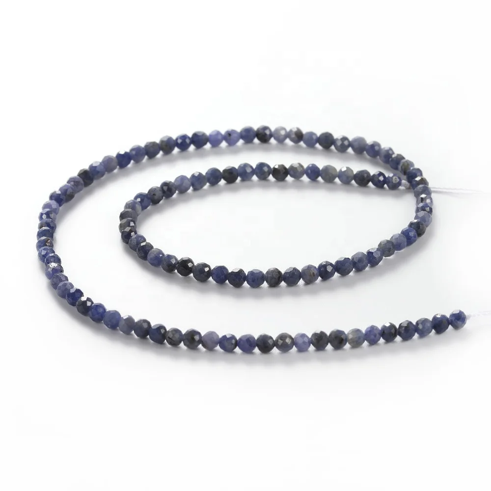 LiWan Plaza Wholesale Natural Gemstone For Jewelry Necklace Bracelet Making  Faceted Round Sapphire  Beads Jewelry