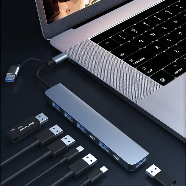 Оптовая продажа 7 8 в 1 Порт репликатор USB C концентраторы док-станция Тип 3 0 USB2.0 концентратор данных для компьютера ноутбука