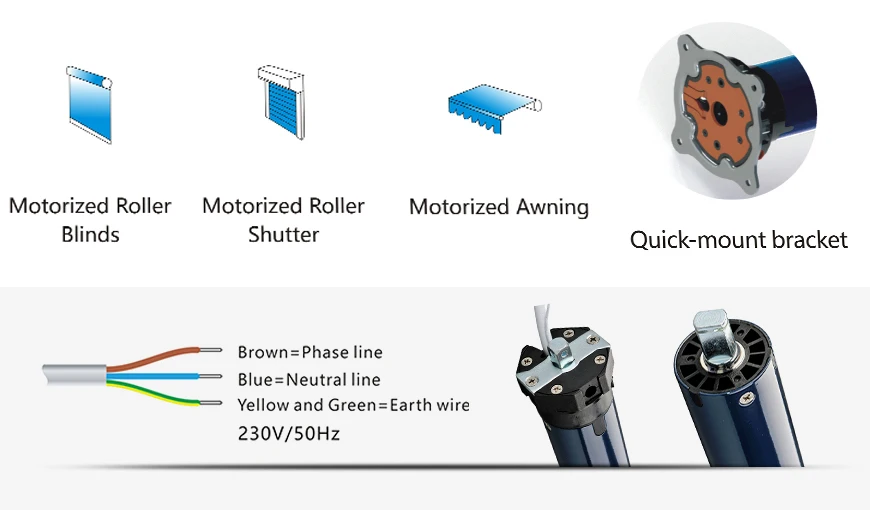 Low Price 45Mm 50Nm  Electronic Tubular Motor With Receiver Built In Roller Shutter Motor