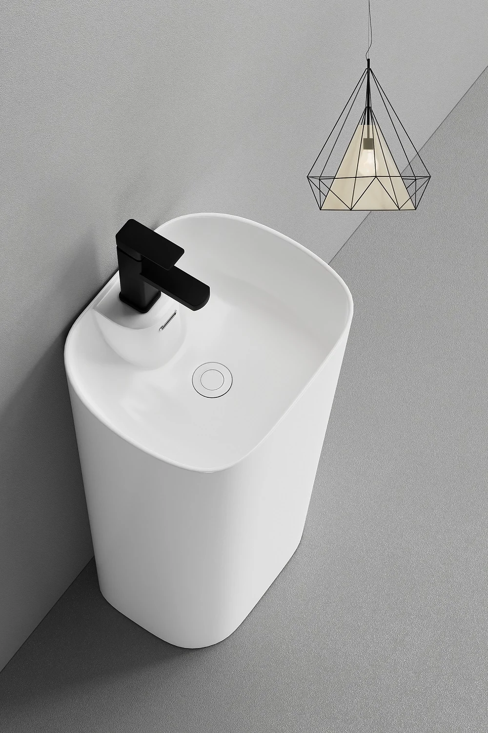 OEM New Arrival Oval Portable Floor Mounted Pedestal  bathroom ceramic hand wash  Luxury White Ceramic Deep  pedestal sink basin