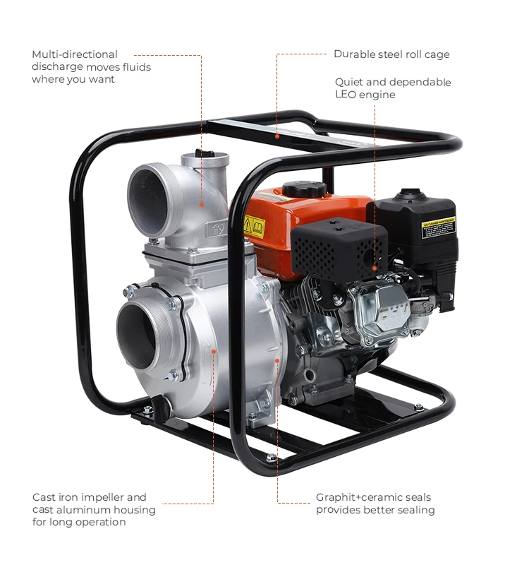 LEO LGP40 High Pressure Gasoline 4Inch Water Pump For Agriculture Irrigation