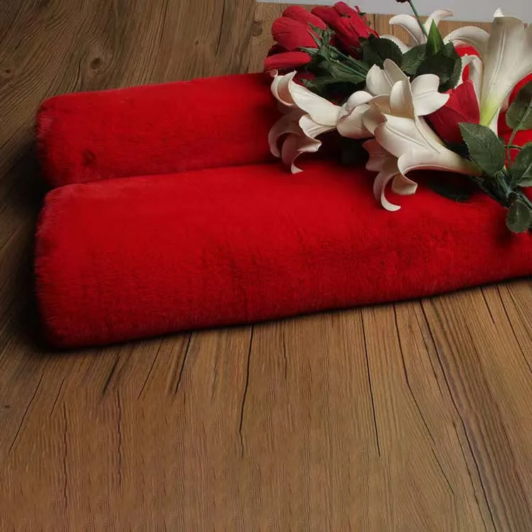 Ultra Soft Heavyweight Fluffy Colorful Polyester Fleece Short Plush Faux Rabbit Fur Fake Mink Fabric