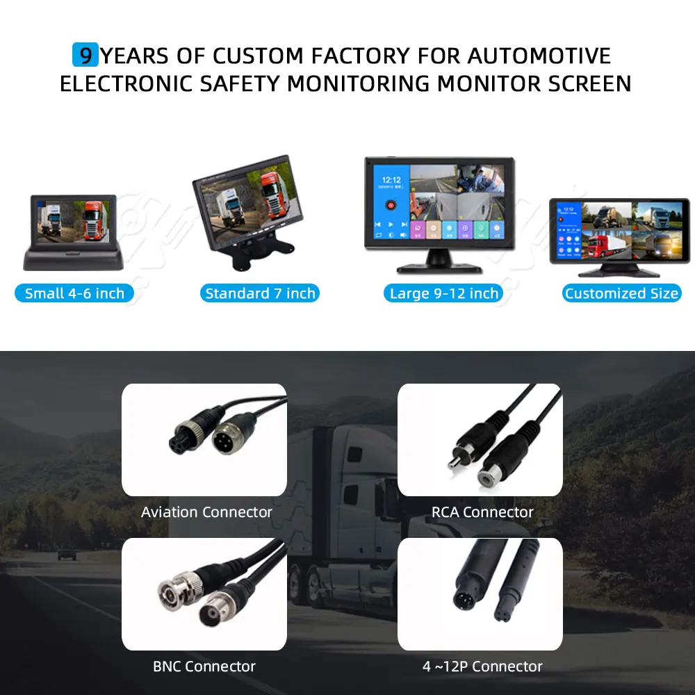 7 Inch TN/IPS Stand-Alone Dashboard LCD Car Monitor with Reverse Truck Screen Sunvisor Placement Rear View Car Video Monitoring