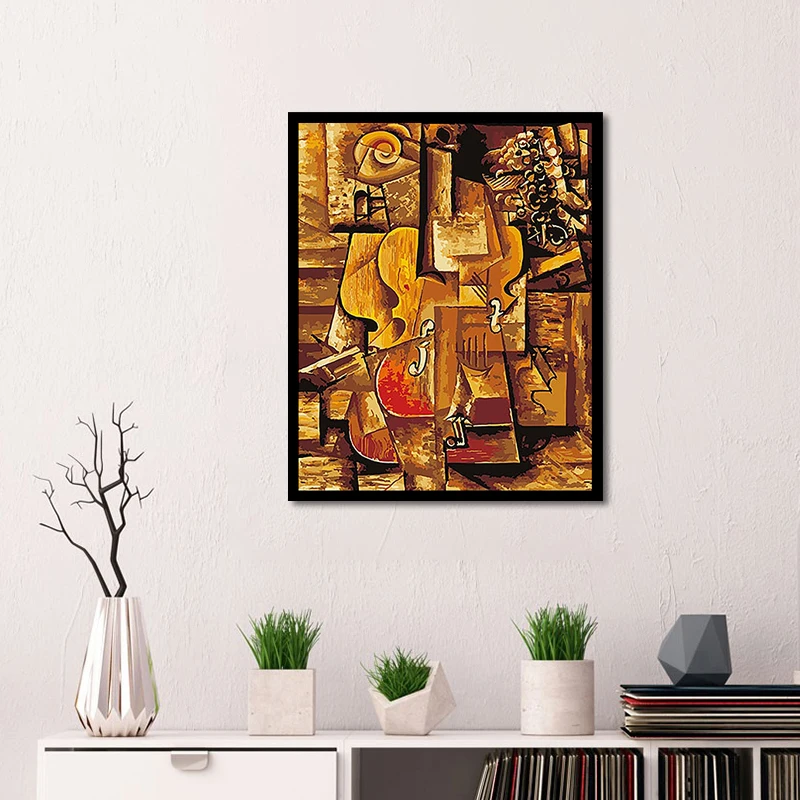 Factory Wholesale Frame Picasso Abstract Nordic Style Adult Paint By Number Print On Canvas A Woman Under The Lamp Oil Painting