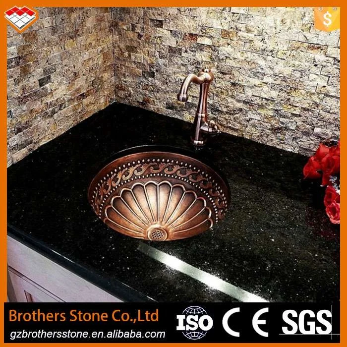 High Quality Cheap India Black Galaxy Black Gold Granite Tiles Slabs Kitchen Counter tops Wall Floor