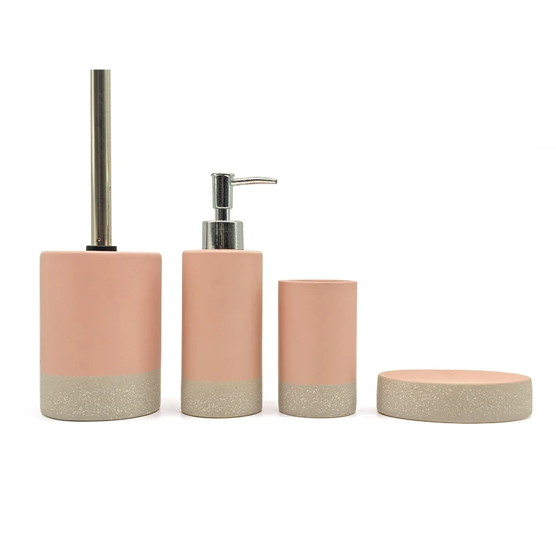 4Pcs Popular Luxuriant Ceramic Bathroom Accessory Set Pink Bathroom Accessories Home Decor For Bathroom And Toilet