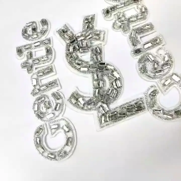 New handmade bead letter large patch Europe the United States hip hop clothing shoes hats decorative diy accessories wholesale