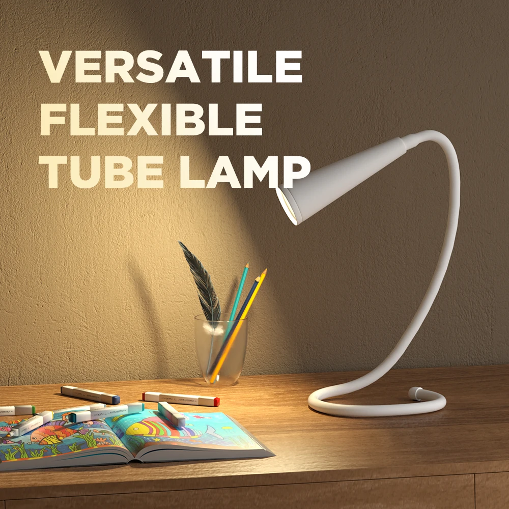 Book Light for Reading Rechargeable Neck Light with Gooseneck 3 Colors Stepless Dimming Memory Function LED Cute Desk Lamp