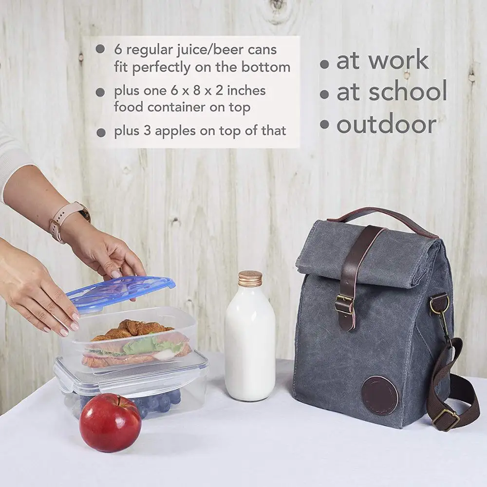 Custom Insulated Waxed Canvas Tote Picnic Adult Lunch Cooler Bag