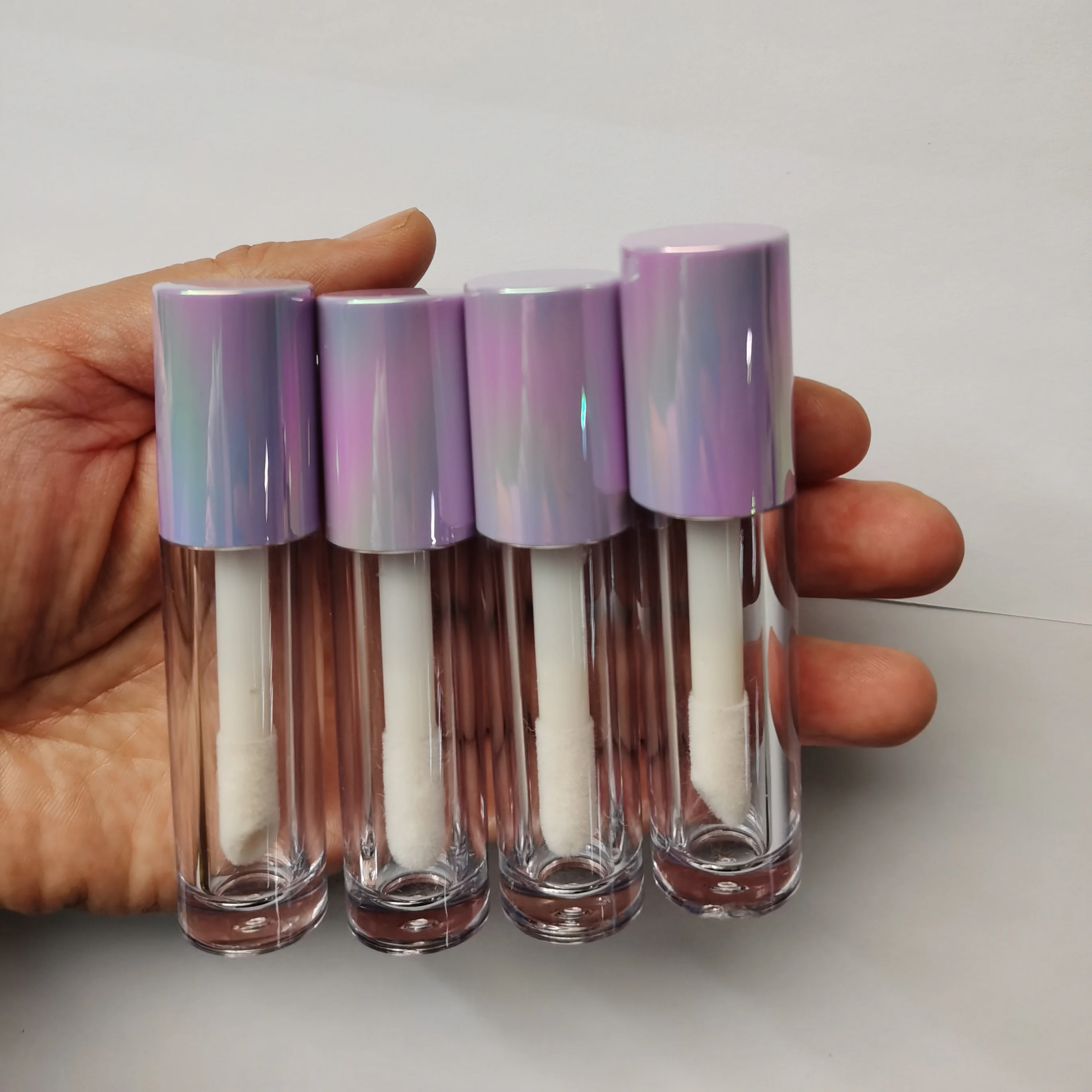 Lip Gloss Tube Empty With Gold Collar Purple Metallization Cap Custom LipGloss Tubes Hot Sale Transparent bottle