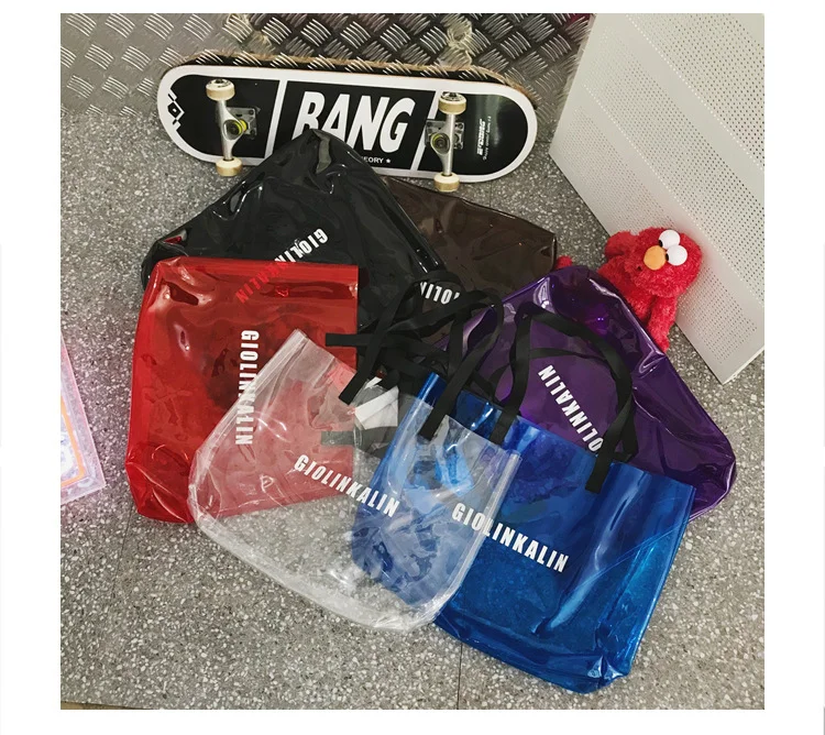 Personalized candy colored high-quality custom letter waterproof large capacity shopping gift pvc bag