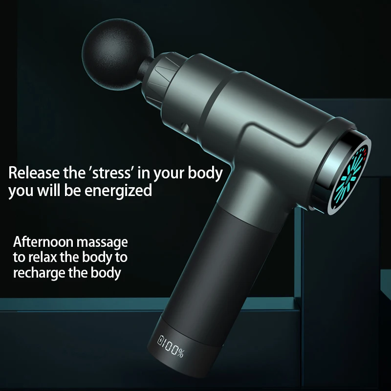 Two Heads Muscle Press Release Friction Device Fascia Gun Intelligent Variable Speed Electric Vibrating Body Massage Gun