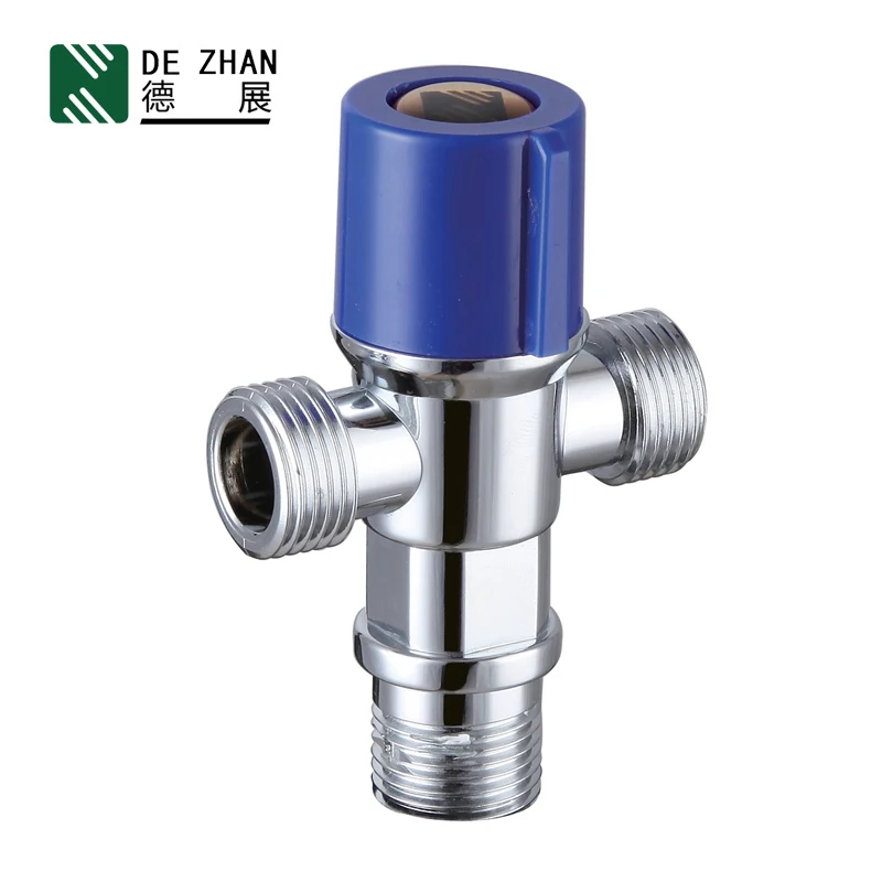 ABS Plastic Chrome Three Way Toilet Angle Stop Valve 1/2