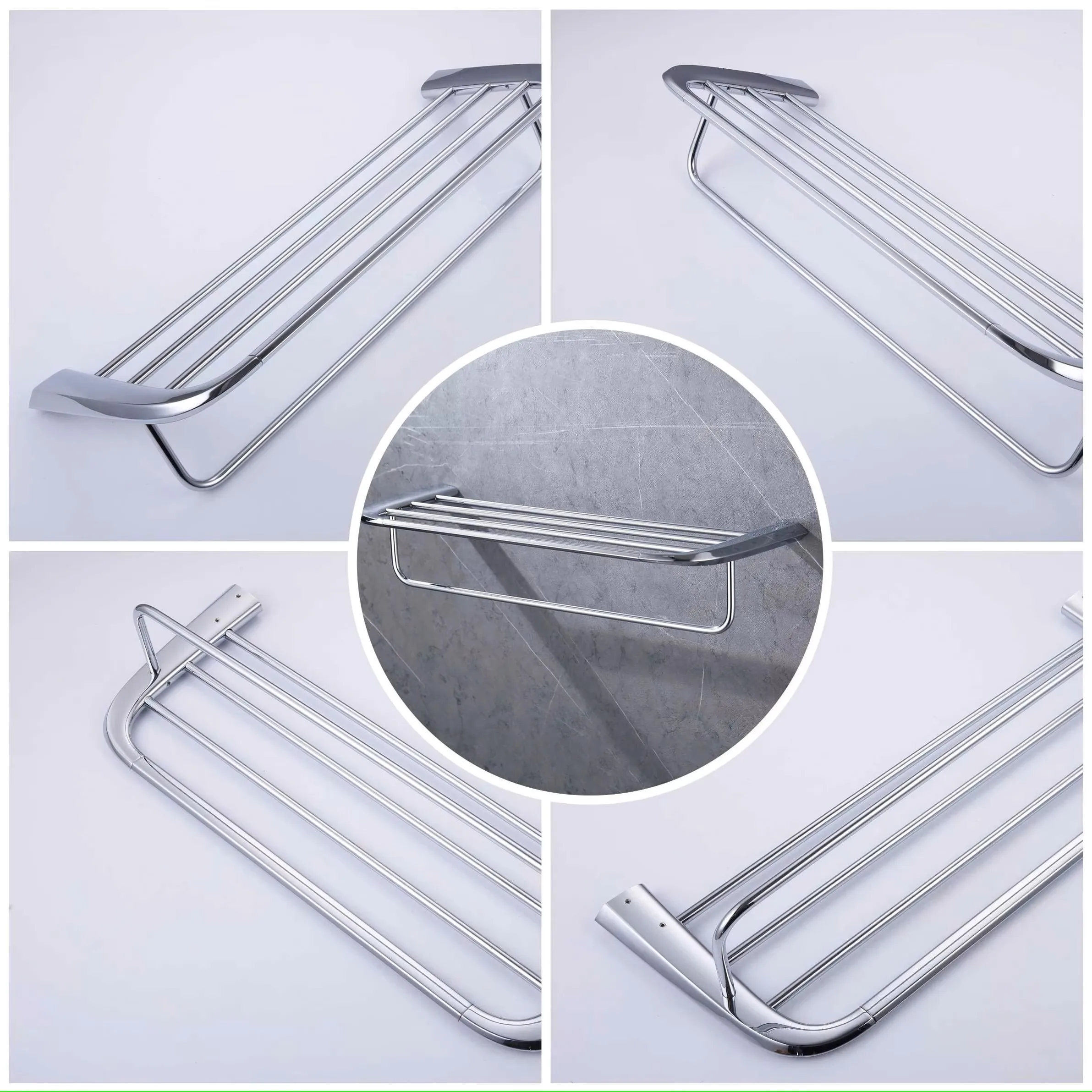 Modern Hotel Bathroom Accessories Set Wall Mounted Shelf Towel Rack Holder Chrome 304 Stainless Steel Towel Hanger Bar