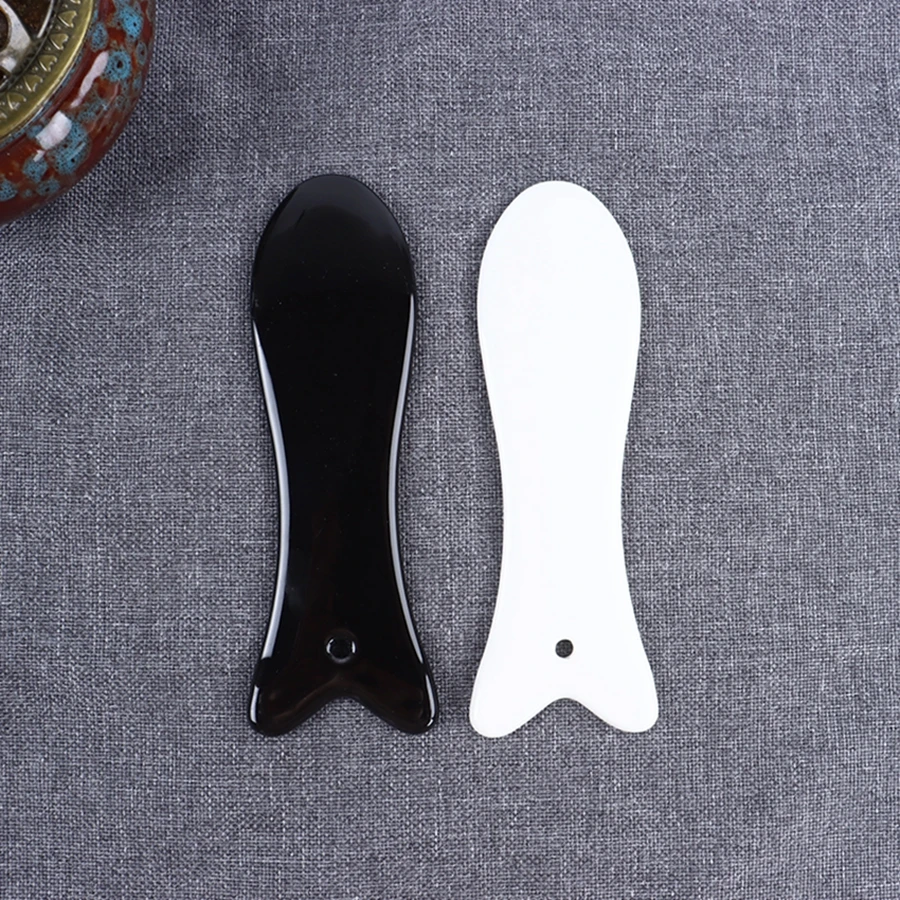 New Design Porcelain Fish Shape Microcrystalline Ceramic Facial Guasha Tool Massage Rose Gua Sha Board