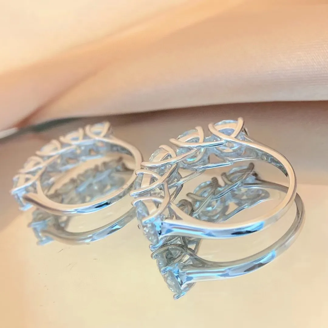 3mm 5mm 2.5 ct 925 sterling silver 5 stone moissanite engagement ring diamond with certificate