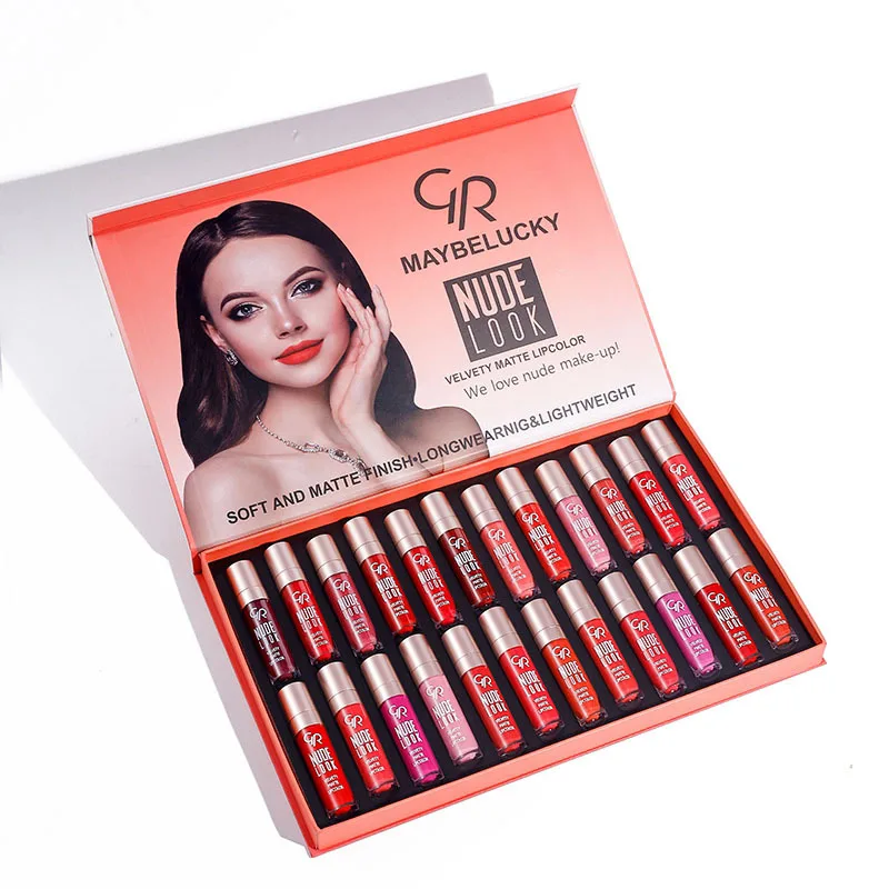 Wholesale  Liquid Cosmetics Set Lip Gloss 24 Colors Lipstick Makeup Animation Character Lipstick