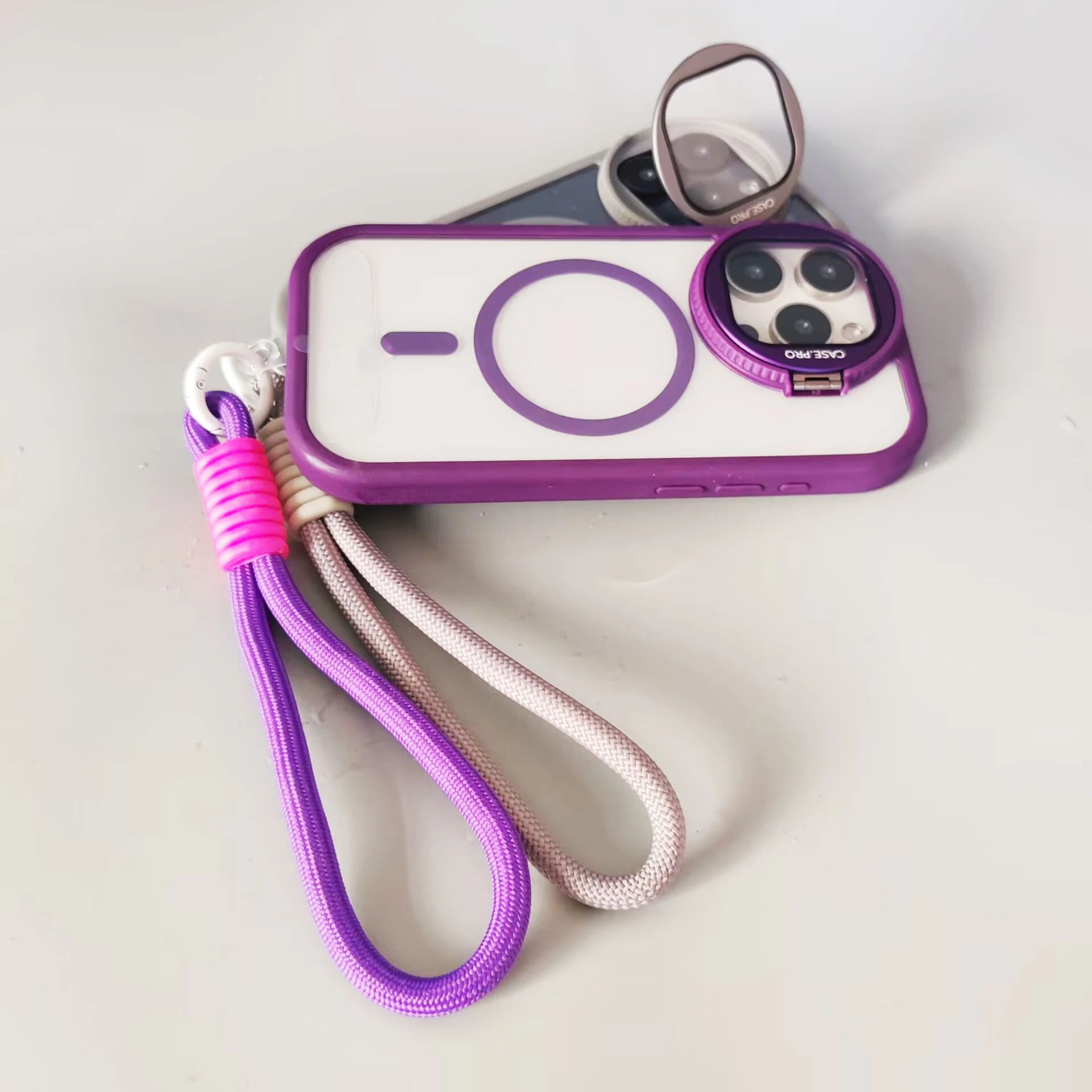 Lens Holder Transparent Acrylic Mobile Phone Cases For iPhone 16 15 14 13 Pro Max Magnetic Cover Having a hanging rope aluminium