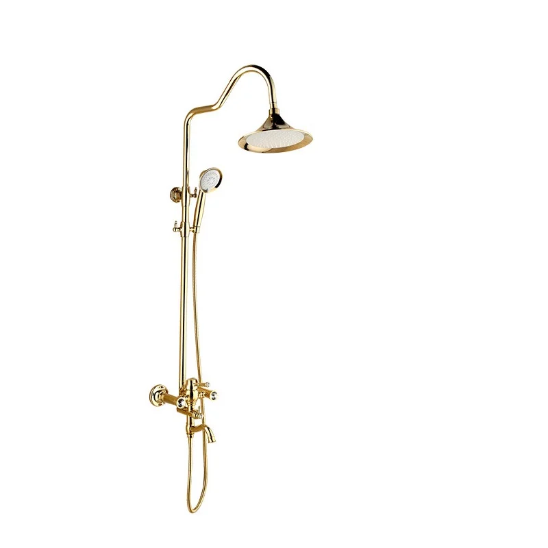 2021 New design high grade bathroom gold color brass rainfall bath shower set shower kit