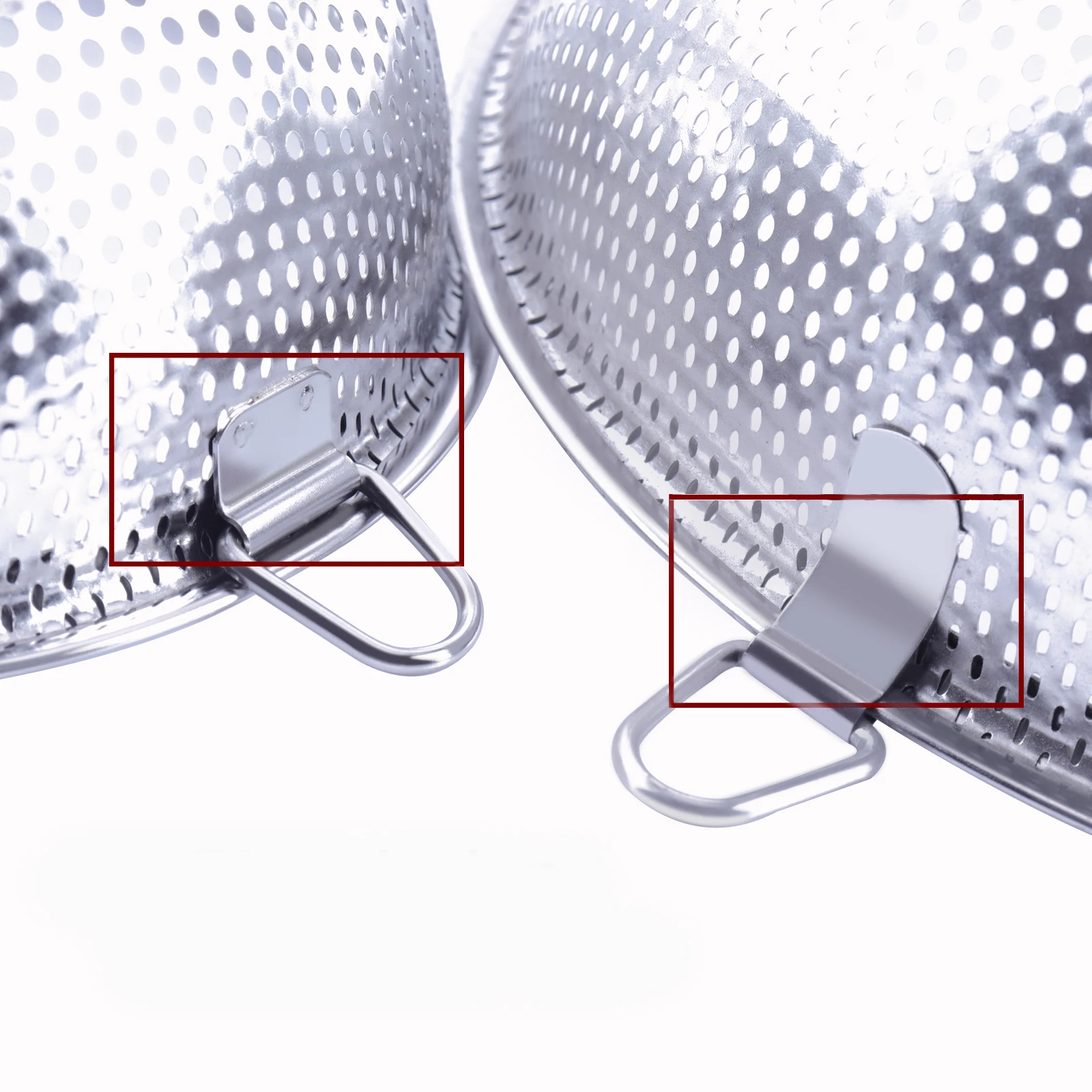 Stainless Steel Self-Draining Heavy Duty Kitchen Strainer with Heat Resistant hanging ring for Rice Noodles