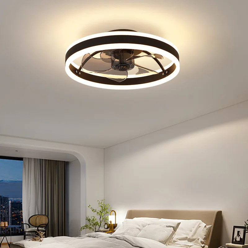 New Bedroom Kitchen 5 Blades 6 Speeds DC Dimmable Remote Control Round Celling Fan with Light