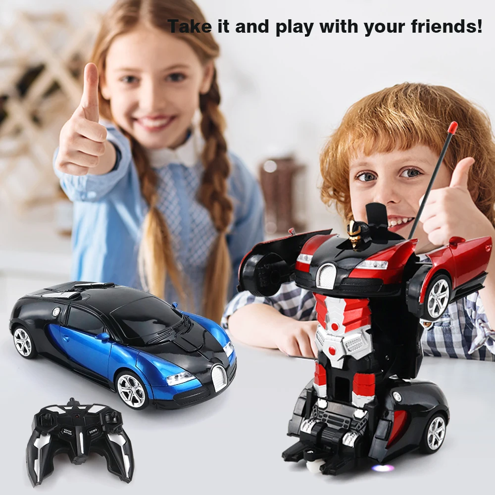 2 in 1 One button electric deformation car remote control car RC transformation Robot car Toy for kids