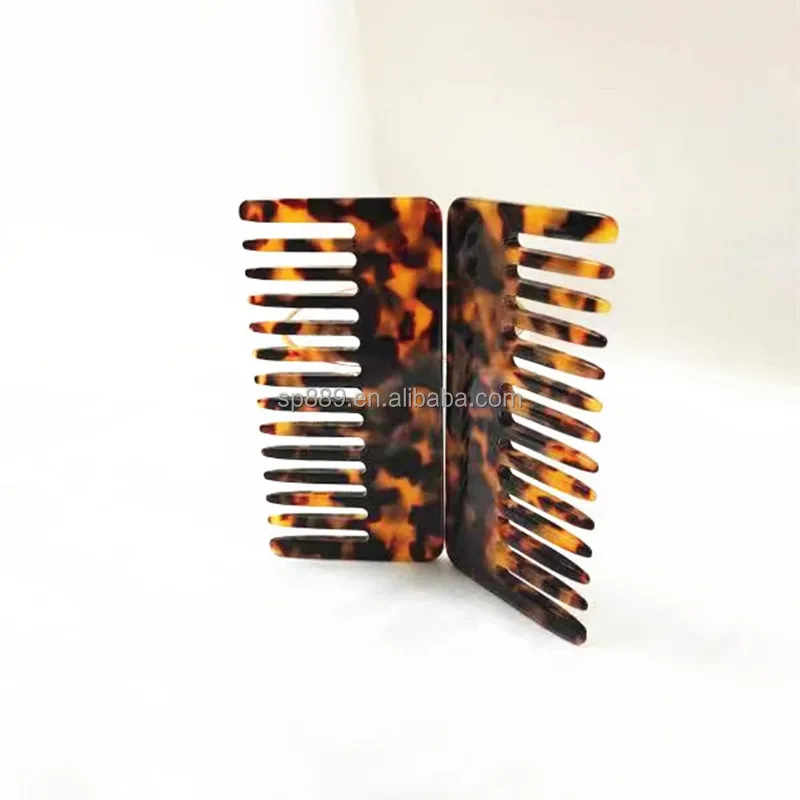 BSCI Factory Simple Design Anti Static Cellulose Acetate Comb Custom Logo Acetate  Tortoiseshell Hair Comb