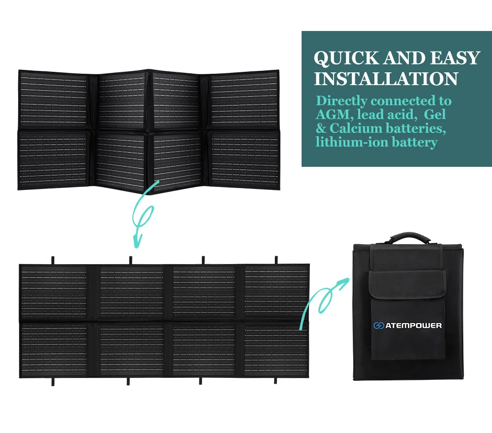 Customized 200W 12V/18V Camping Outdoor Charger Foldable Solar Panel Blanket